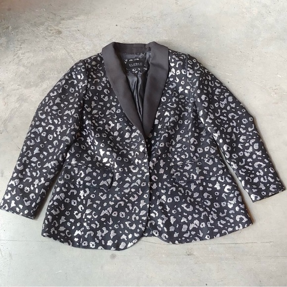 Eloquii Silver Brocade Leopard Print Jacket 14 - Picture 2 of 2